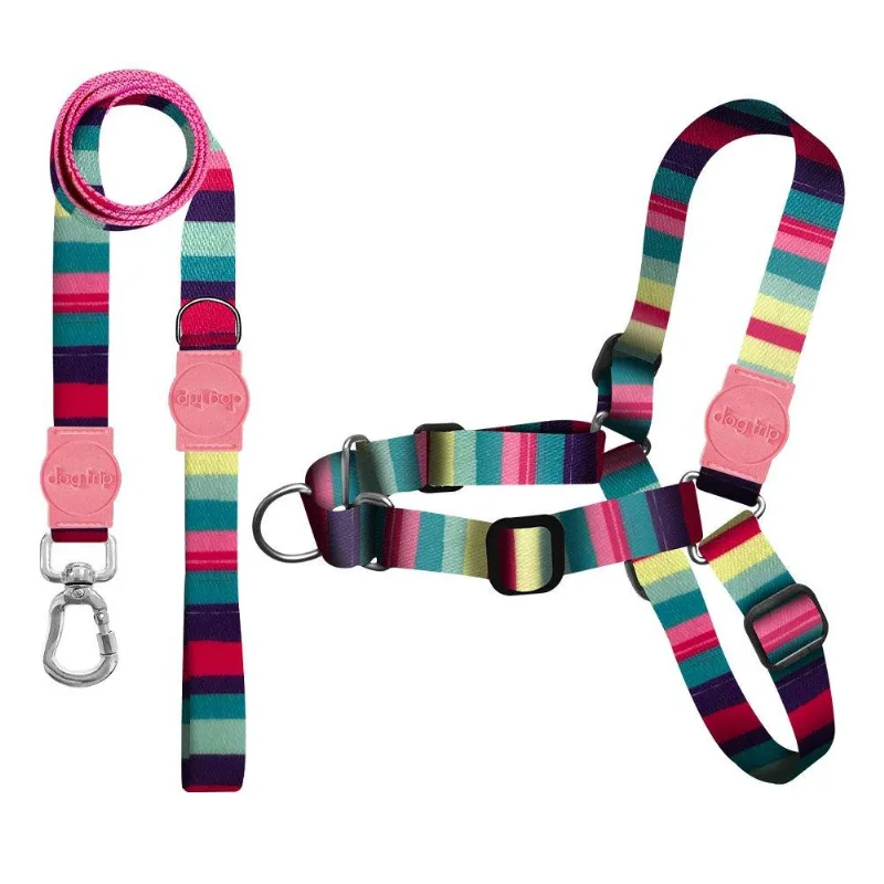 Kit Guia Premium + Peitoral Antipuxão Dog Trip Brasil Oahu Para Cães - Tam. G