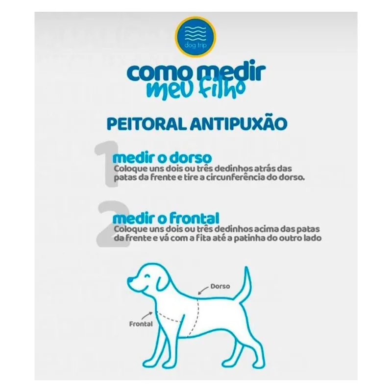 Kit Guia Premium + Peitoral Antipuxão Dog Trip Brasil Guma Para Cães - Tam. Pp