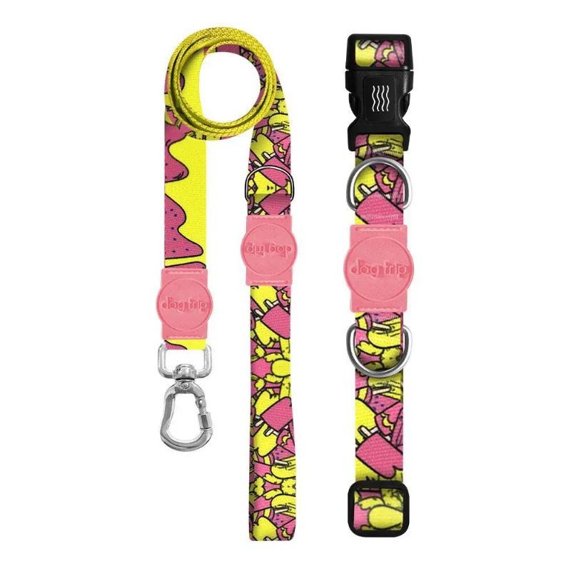 Kit Guia Premium + Coleira Premium Ice Cream Dog - 952