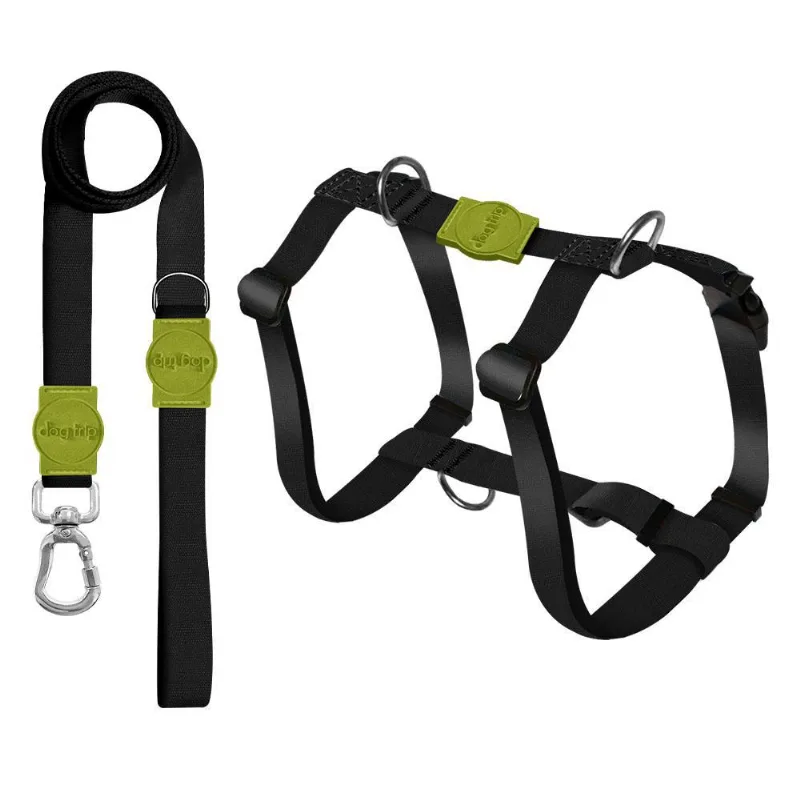 Kit Guia Premium Peitoral Smart Classic Black Verde Dog 1661