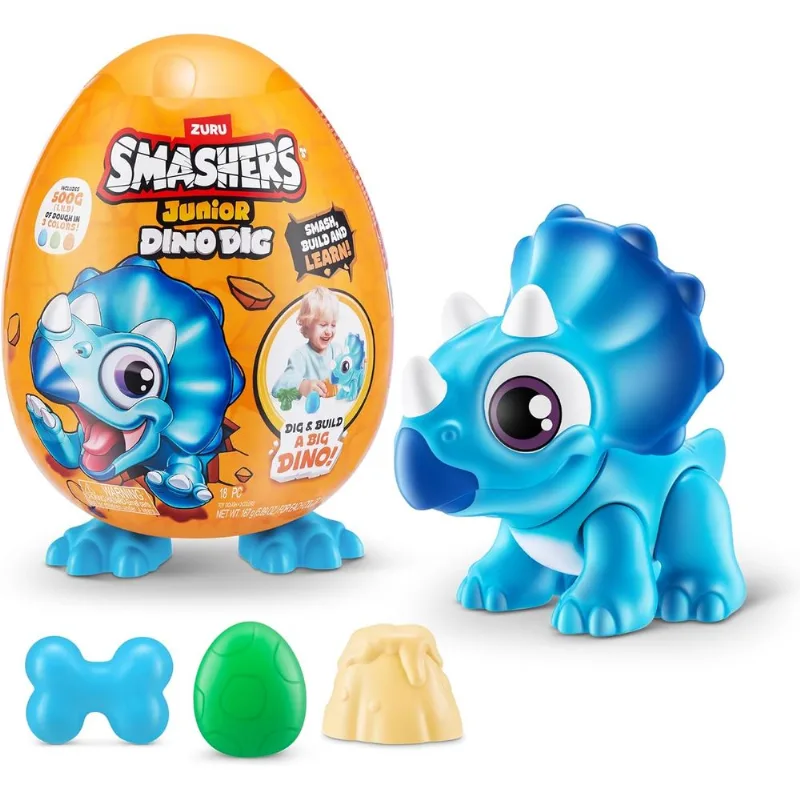 Smashers - Ovo Junior Dino Dig Azul - Série 1 - Pequeno - Fun