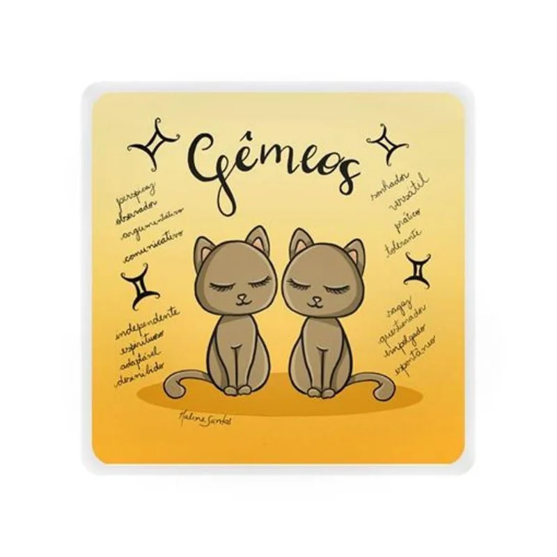 Luminária Mini Box Signos Gêmeos USB Luz Difusa Decorativa Polietileno Bivolt 11,5CM 5W