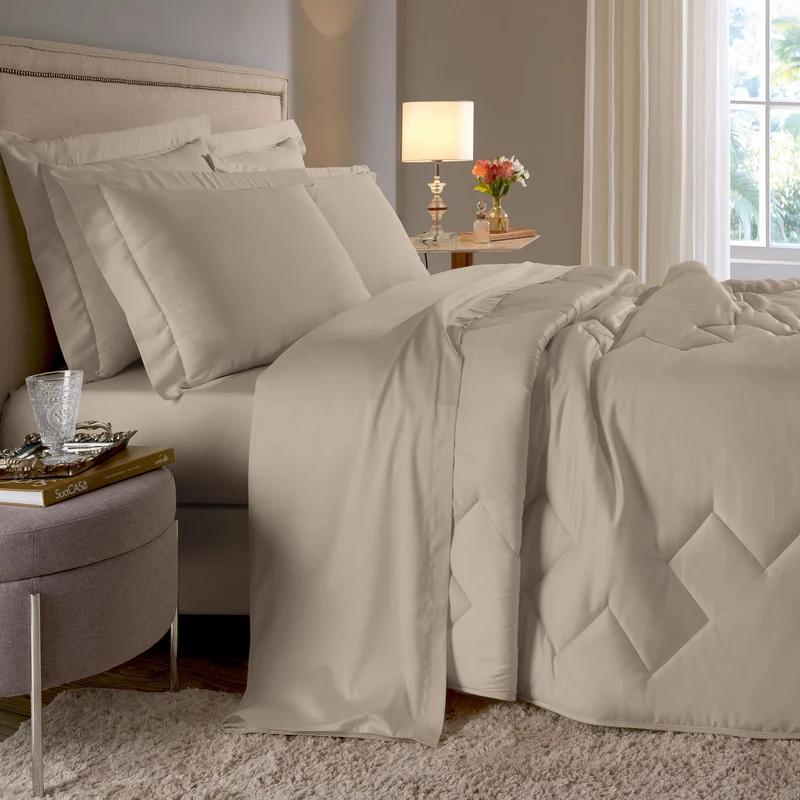 JOGO DE CAMA CASAL 400 FIOS ELEGANCE - BEGE CASAL