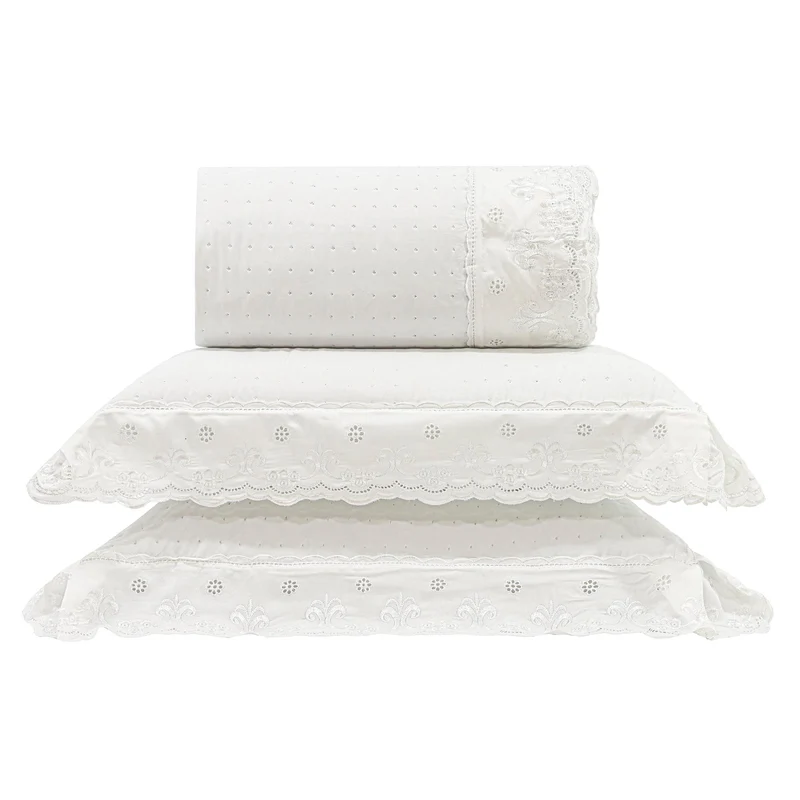 Kit Cama King Bordado Inglês - BRANCO KING