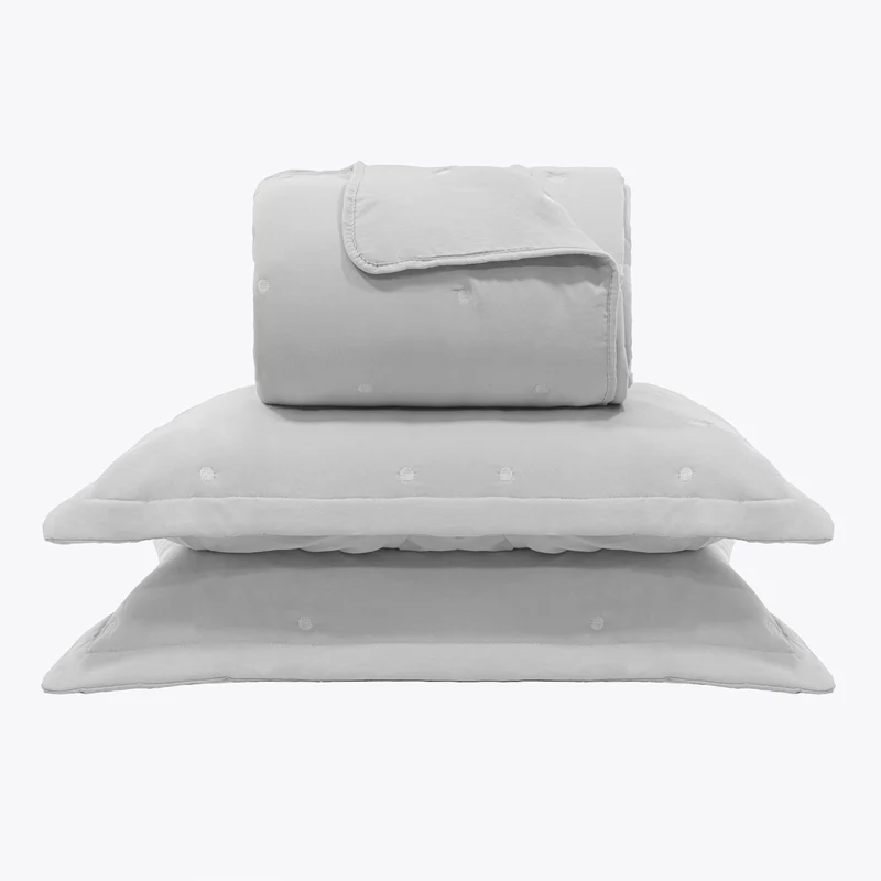 Kit Cama Solteiro Matelassê Dots - CINZA 12-4306 SOLTEIRO