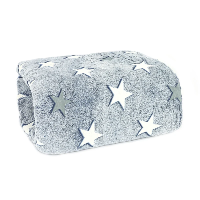 MANTA CASAL FLANNEL EFEITO BORDADA - ESTRELA CASAL