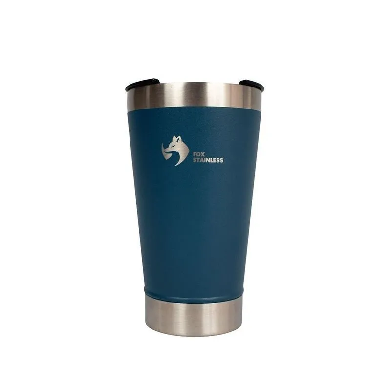 Copo Térmico Fox Stainless Quente E Frio Com Tampa 473ml Azul