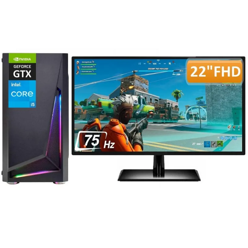 PC Gamer Completo Intel Core i5 8GB SSD 480GB Geforce GTX 750 2GB Fonte 500W Monitor 21.5" Full HD 75hz 3green Extreme