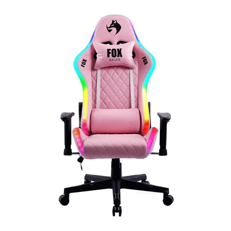 Cadeira Gamer Fox Racer Rgb Com Iluminação Led Rosa Ut-c1583l