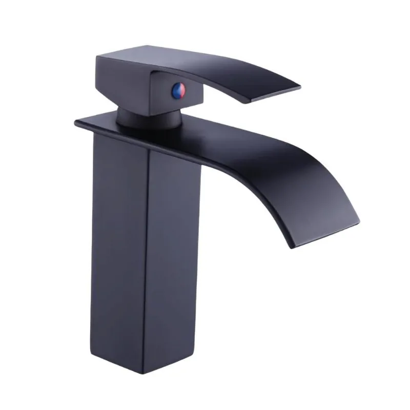Torneira Cascata Baixa com Misturador Monocomando Preta de Bancada Belcca TCB01P-BL