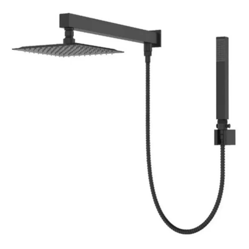 Chuveiro Ducha com Desviador Slim Quadrado de Parede 20x20 Preto Belcca - CDPD01-PT
