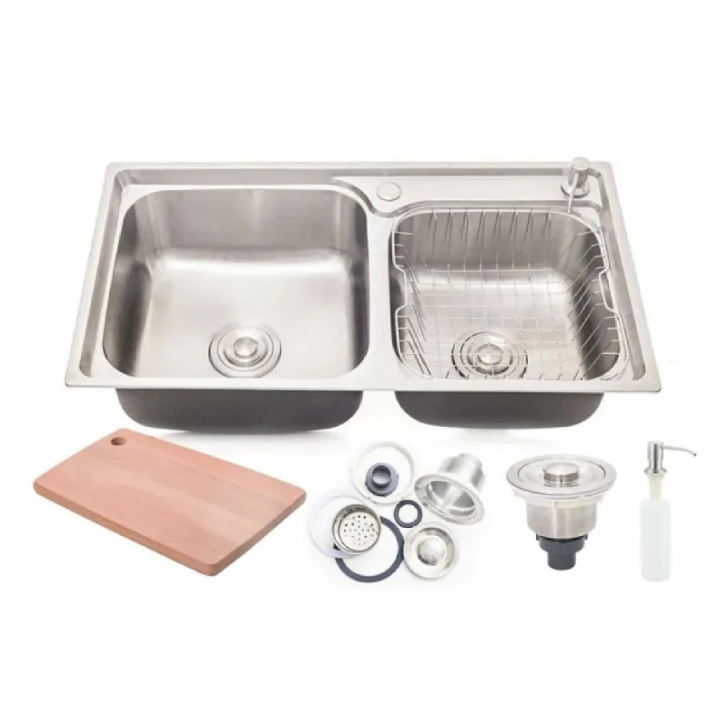 Cuba Pia Dupla Gourmet Aço Inox 201 Para Cozinha Belcca 43x78cm Kit Completo Cg201-c03