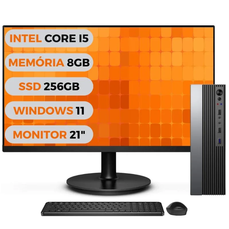 Computador Completo 3green Velox Intel Core i5 8GB SSD 256GB Windows 11 Professional Monitor LED 21" 3GV-20