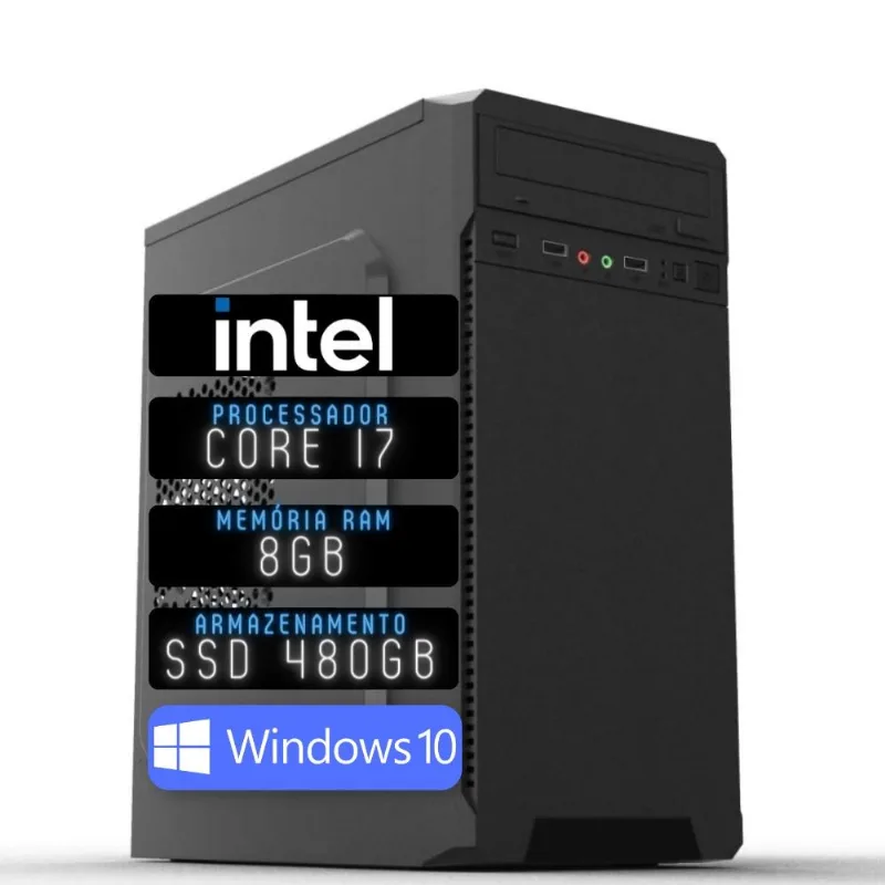 Computador 3green Desktop Intel Core i7 8GB SSD 480GB Windows 10 3D-028