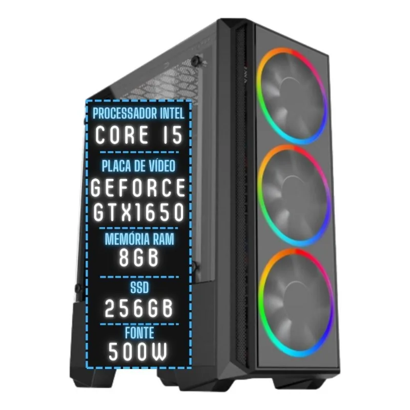 PC Gamer 3green Join Intel Core i5 8GB RAM Placa de vídeo Geforce GTX 1650 4GB SSD 256GB Fonte 500W 3GJ-005