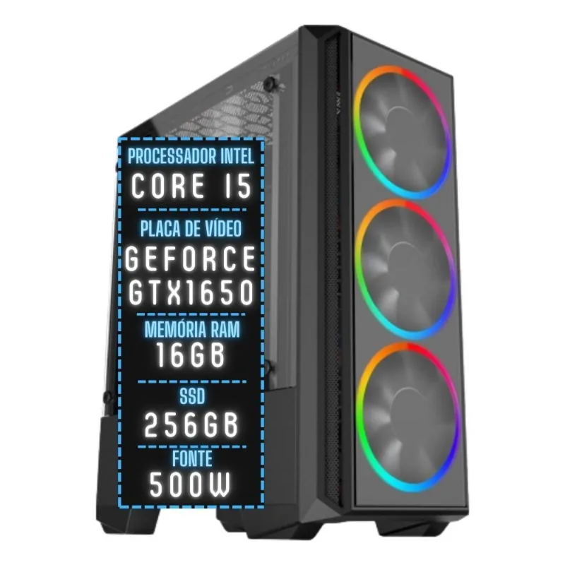 PC Gamer 3green Join Intel Core i5 16GB RAM Placa de vídeo Geforce GTX 1650 4GB SSD 256GB Fonte 500W 3GJ-007