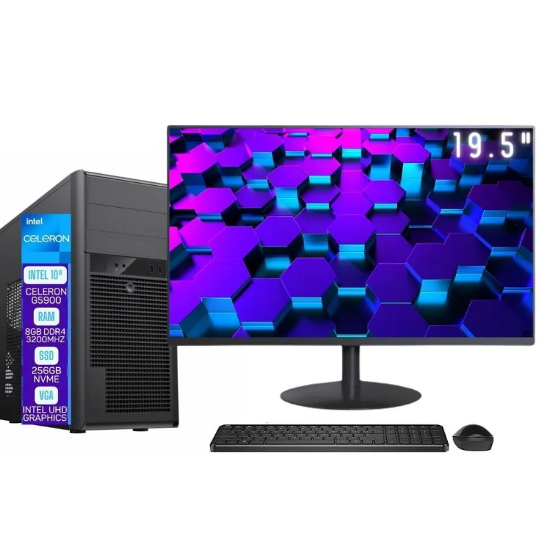 Computador Completo Skill Pro Intel 10ª Geração Celeron G5900 8GB DDR4 SSD 256GB Monitor 19.5" LED SP-035