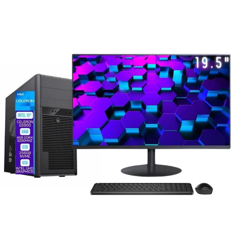 Computador Completo Skill Pro Intel 10ª Geração Celeron G5900 4GB DDR4 SSD 256GB Monitor 19.5" LED Windows 11 SP-034