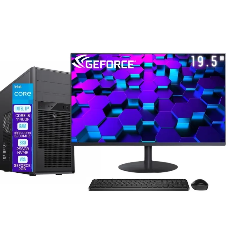 Computador Skill Pro i5 11400F, 16GB, SSD 256GB, Geforce 2GB, Monitor 19,5", Windows 11 Original Microsoft SP-055 Bivolt