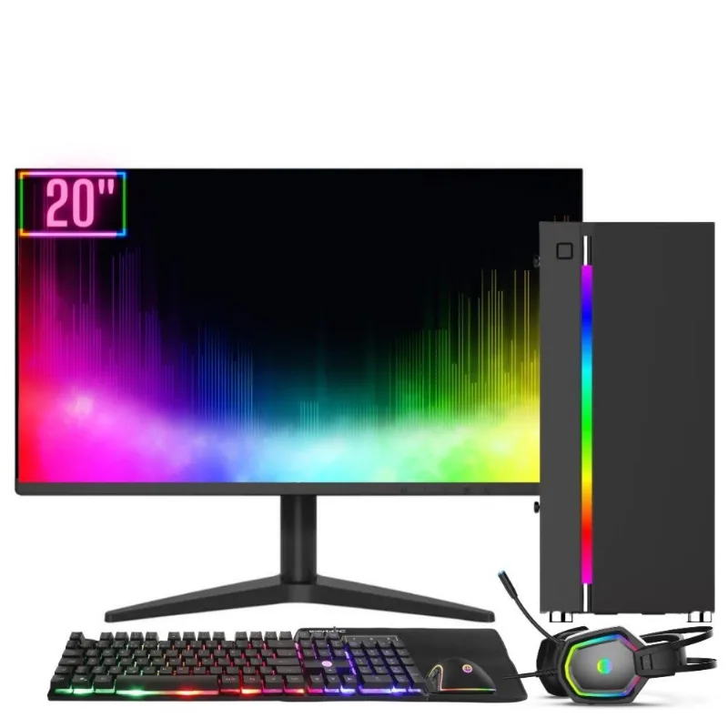 Computador RGB Intel Core i7 16GB SSD 256GB Kit Gamer Monitor LED 20" Windows 10 3green Colors