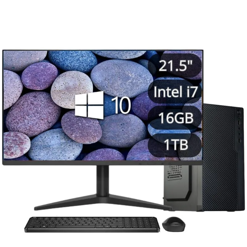 Computador Completo Intel Core i7 6ª Geração 16GB DDR4 ssd 1TB Monitor LED 21.5 hdmi Windows 10 3green Flex 3F-048