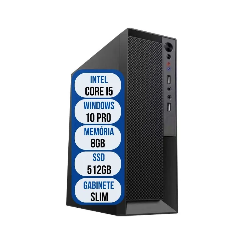 Computador Slim Intel Core i5 8GB SSD 512GB Wifi Windows 10 Pro 3green Office 3GO-002