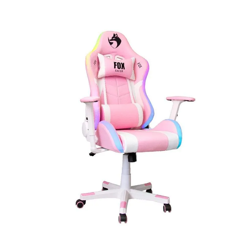 Cadeira Gamer Fox Com Iluminação Rgb Apoio Ajustavel Rosa