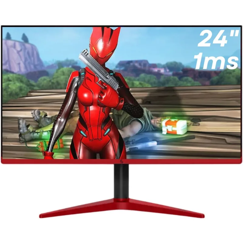 Monitor Gamer 24 Full HD LED 1ms 75Hz hdmi 3GREEN Moba M2403G-LED Preto e vermelho