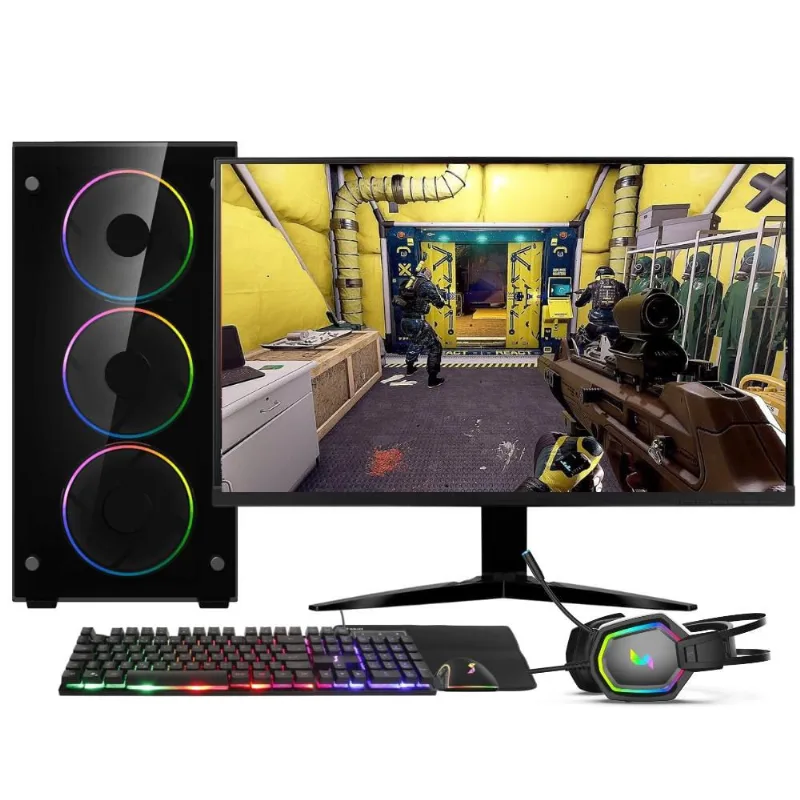 Pc Gamer Completo amd Ryzen 7 5700G, Gráficos Radeon vega 8, 16GB DDR4, ssd NVMe 256GB, Fonte 600W 80 Plus, Monitor 24 75Hz, Skill rgb - SR-023