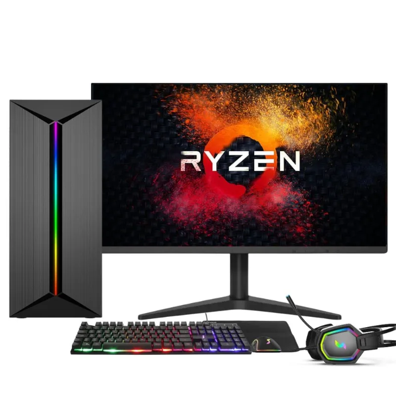 Pc Gamer Completo Amd Ryzen 5 5600g, Gráficos Radeon Vega 7, 16gb Ddr4, Ssd 512gb, Fonte 500w, Monitor 21.5" 75hz, 3green Force - 3f-014