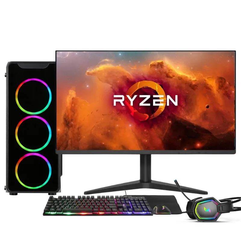 PC Gamer Completo AMD Ryzen 7 5700G, Gráficos Radeon Vega 8, 16GB DDR4, SSD 512GB, Fonte 500W, Monitor 21.5" 75Hz, 3Green Force - 3F-016