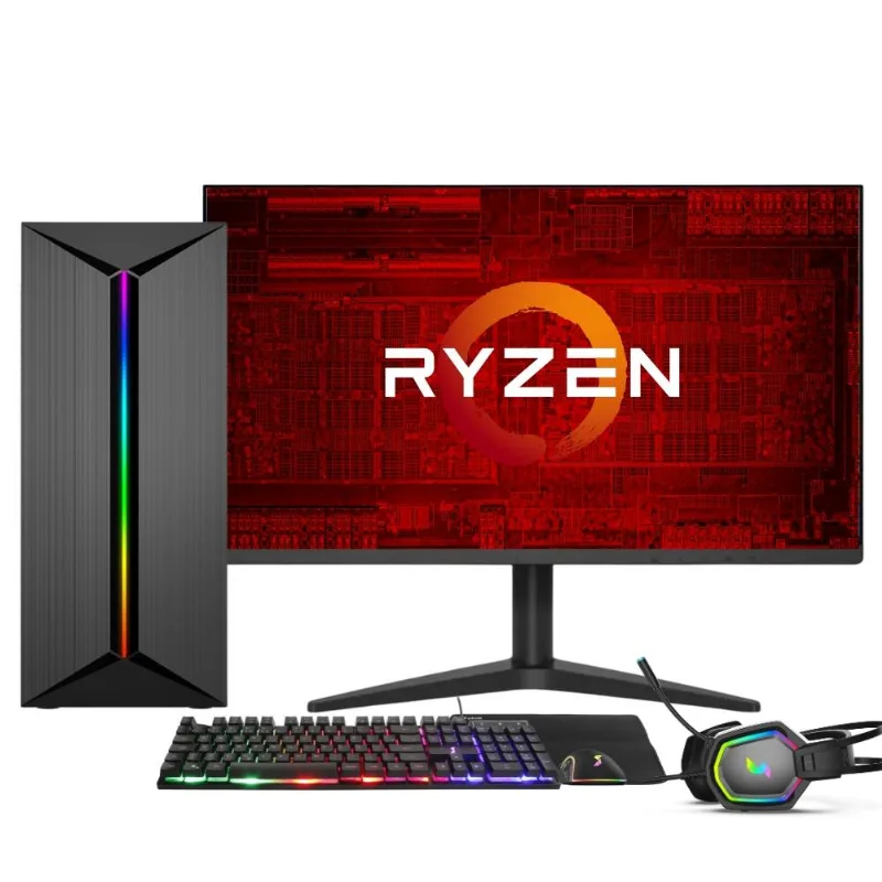 Pc Gamer Completo Amd Ryzen 7 5700g, Gráficos Radeon Vega 8, 16gb Ddr4, Ssd 512gb, Fonte 500w, Monitor 24" 75hz, 3green Force - 3f-020