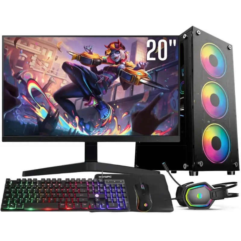 Computador Gamer Completo Intel Core i5 16GB ssd 1TB Kit Gamer com Headset Monitor 20 Windows 10 3green Flash