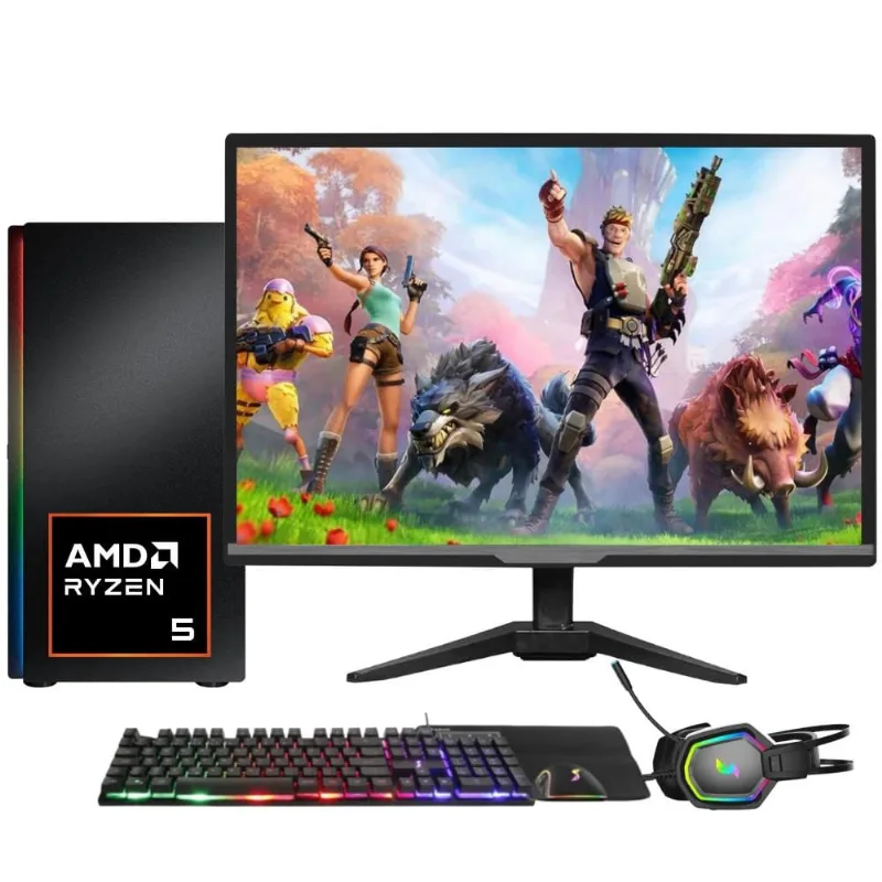 PC Gamer Completo Skill RGB AMD Ryzen 5 5600GGráficos Radeon VEGA 7 Monitor LED 20"Kit Gamer 16GB DDR4 SSD 256GB Fonte 500W SGX-0063A