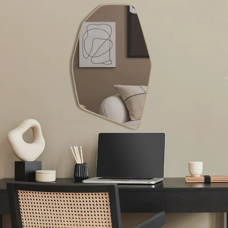 Espelho Decorativo Orgânico Modelo Abstrato 60x40 para Sala Hall Escritório Caramelo