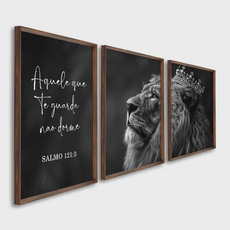 Quadro Decorativo Preto e Branco Nunca Foi Sorte, Sempre Foi Deus Modelo Preto e Branco com 3 Telas