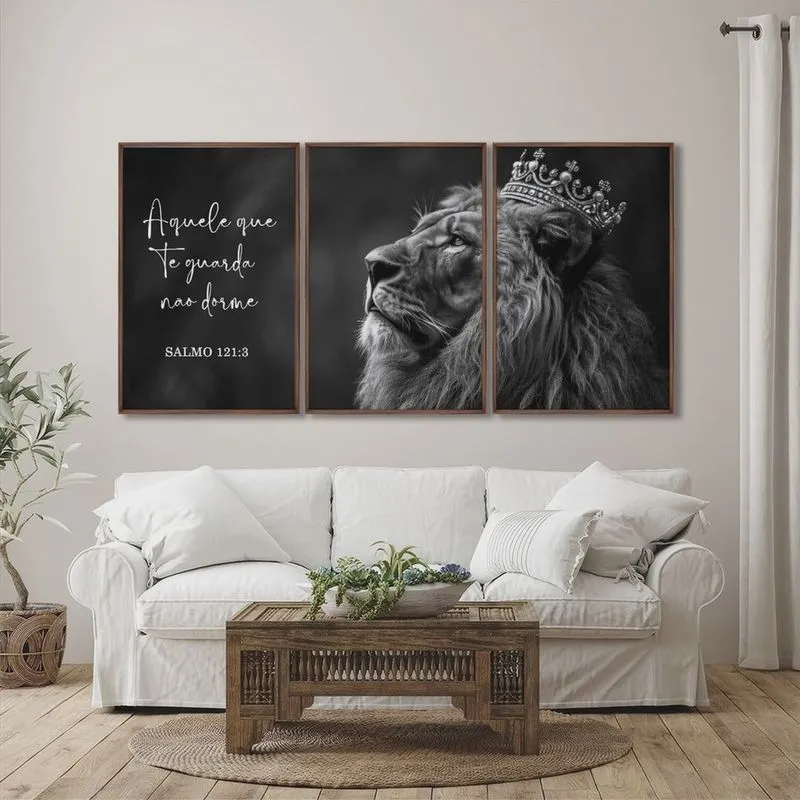 Quadro Decorativo Preto e Branco Nunca Foi Sorte, Sempre Foi Deus Modelo Preto e Branco com 3 Telas