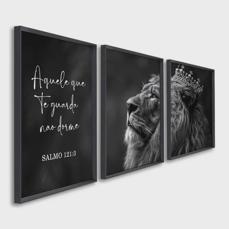 Quadro Decorativo Preto e Branco Nunca Foi Sorte, Sempre Foi Deus Modelo Preto e Branco com 3 Telas