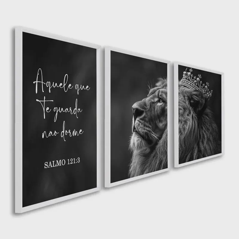 Quadro Decorativo Preto e Branco Nunca Foi Sorte, Sempre Foi Deus Modelo Preto e Branco com 3 Telas