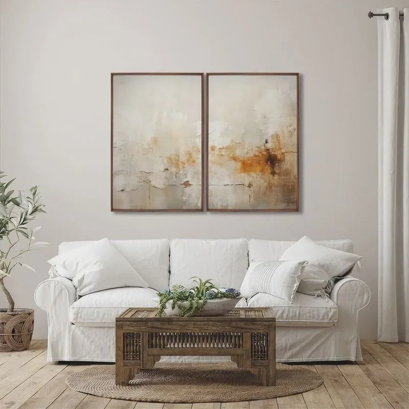 Quadro Decorativo Modelo Rústico com 2 Telas de Parede para Sala Quarto Escritório 60cm X 90cm