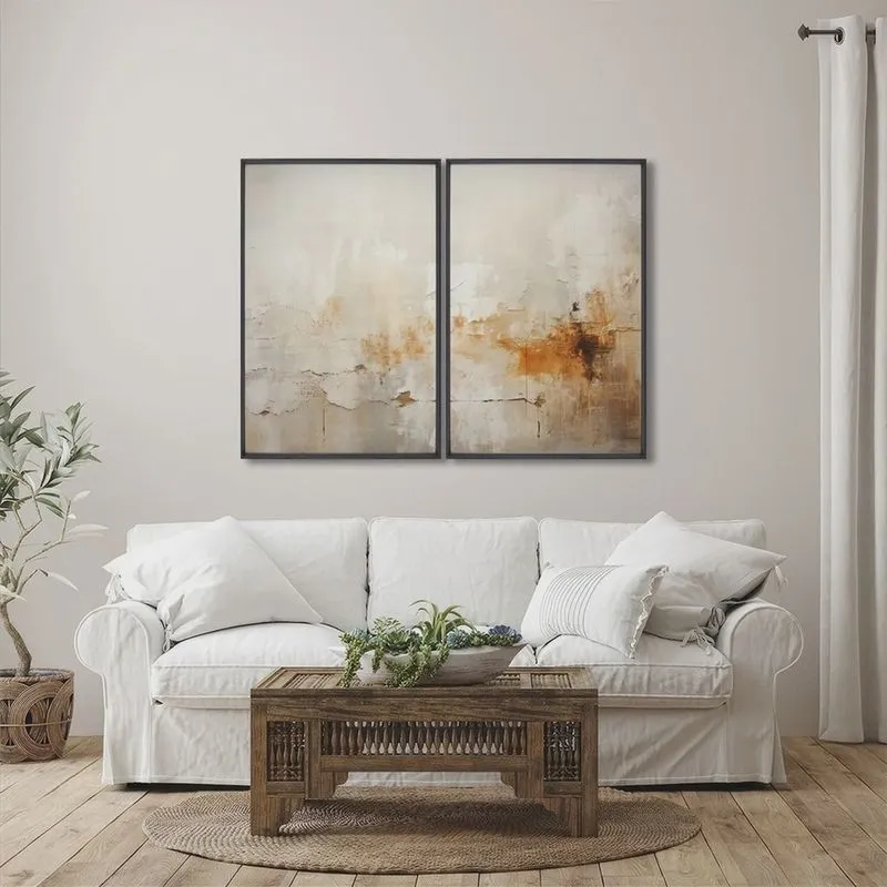 Quadro Decorativo Modelo Rústico com 2 Telas de Parede para Sala Quarto Escritório 60cm X 90cm