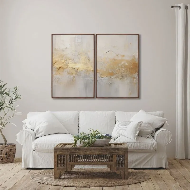 Quadro Decorativo Modelo Rústico com 2 Telas de Parede para Sala Quarto Escritório 60cm X 90cm