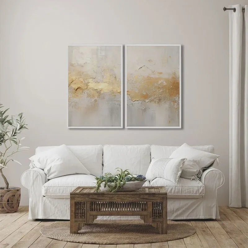 Quadro Decorativo Modelo Rústico com 2 Telas de Parede para Sala Quarto Escritório 60cm X 90cm