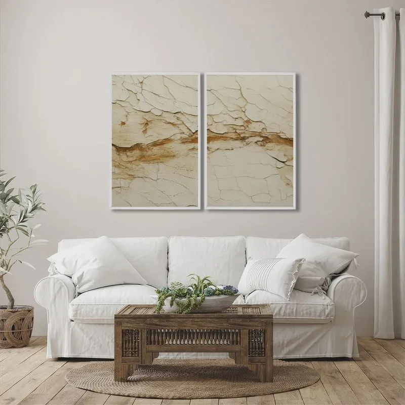 Quadro Rachaduras no Solo Decorativo com 2 Telas de Parede para Sala Quarto Escritório 60cm X 90cm
