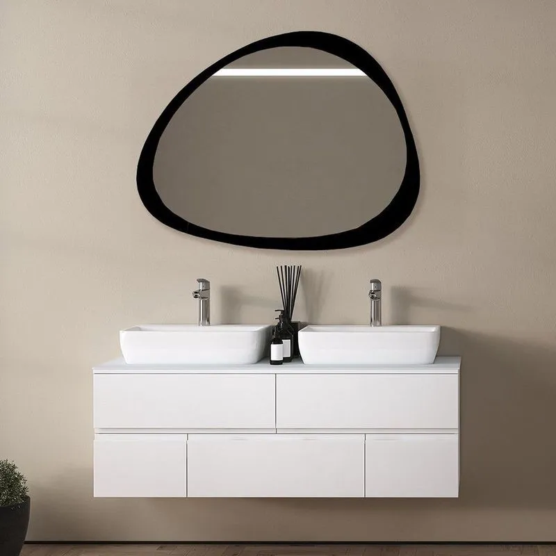 Espelho Decorativo Orgânico 65x85 Emoldurado De Parede Para Escritório Quarto Sala Preto