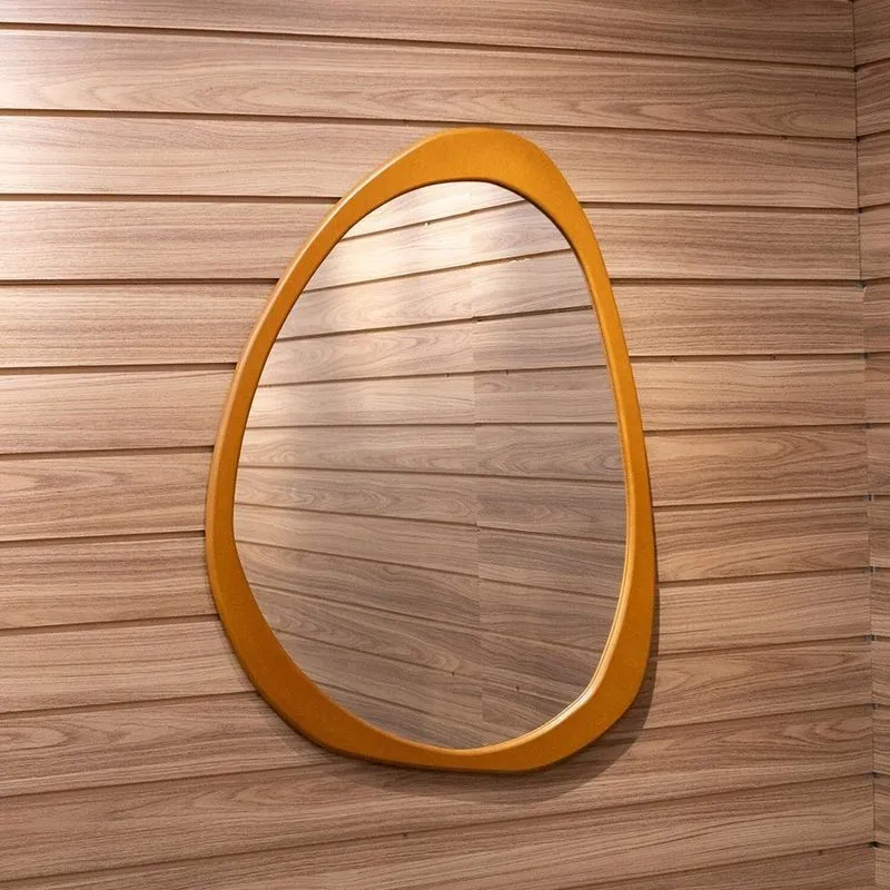 Espelho De Parede Orgânico 120x90cm Emoldurado De Parede Para Quarto Escritório Banheiro Caramelo