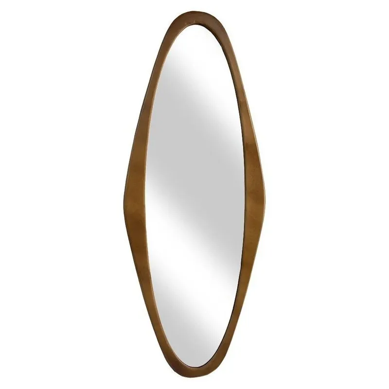 Espelho Decorativo Oval Corpo Inteiro 60x150cm Emoldurado Para Sala Cozinha Banheiro Marrom