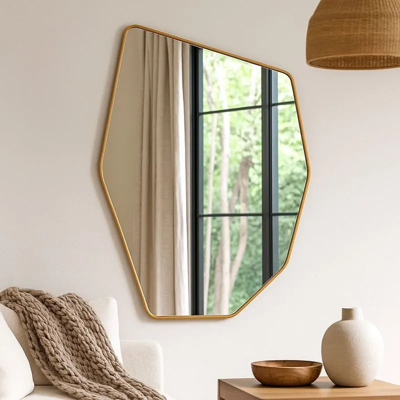Espelho Decorativo Moderno Orgânico Modelo Texas 53cm X 73cm Caramelo