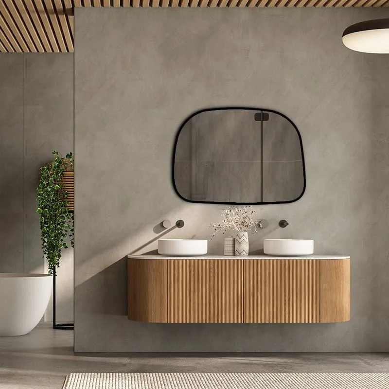 Espelho Decorativo Moderno Orgânico Modelo Flow 53cm X 73cm Preto