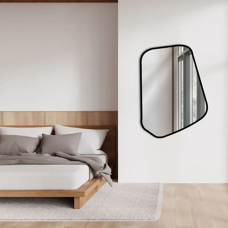 Espelho Decorativo Moderno Orgânico Modelo Malta 53cm X 73cm Para Quarto Sala Preto